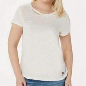Peace Love World Tee w/ CutOut Detail on Neckline